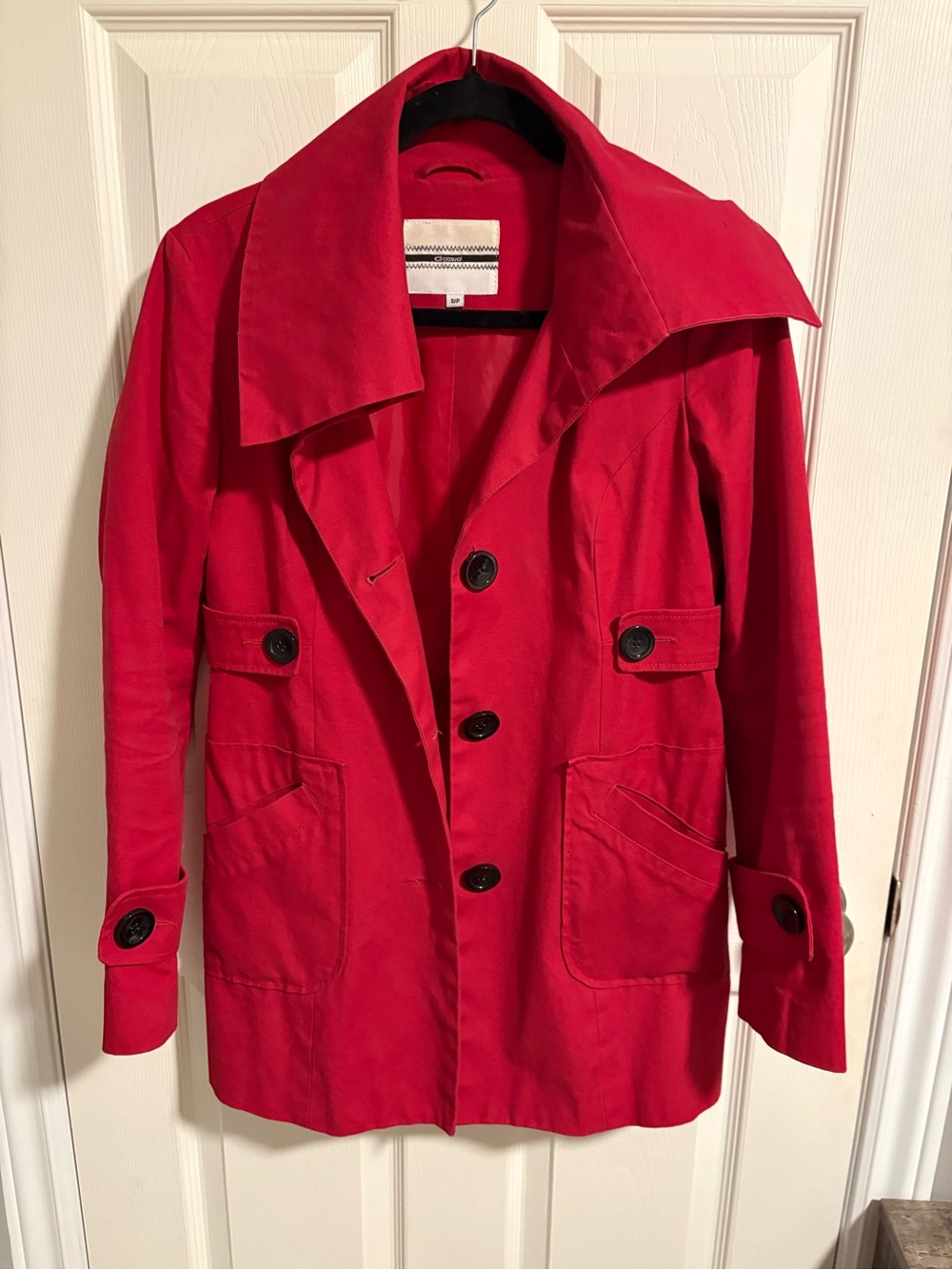 Dynamite Bright Red Trench Coat with Oversized Collar